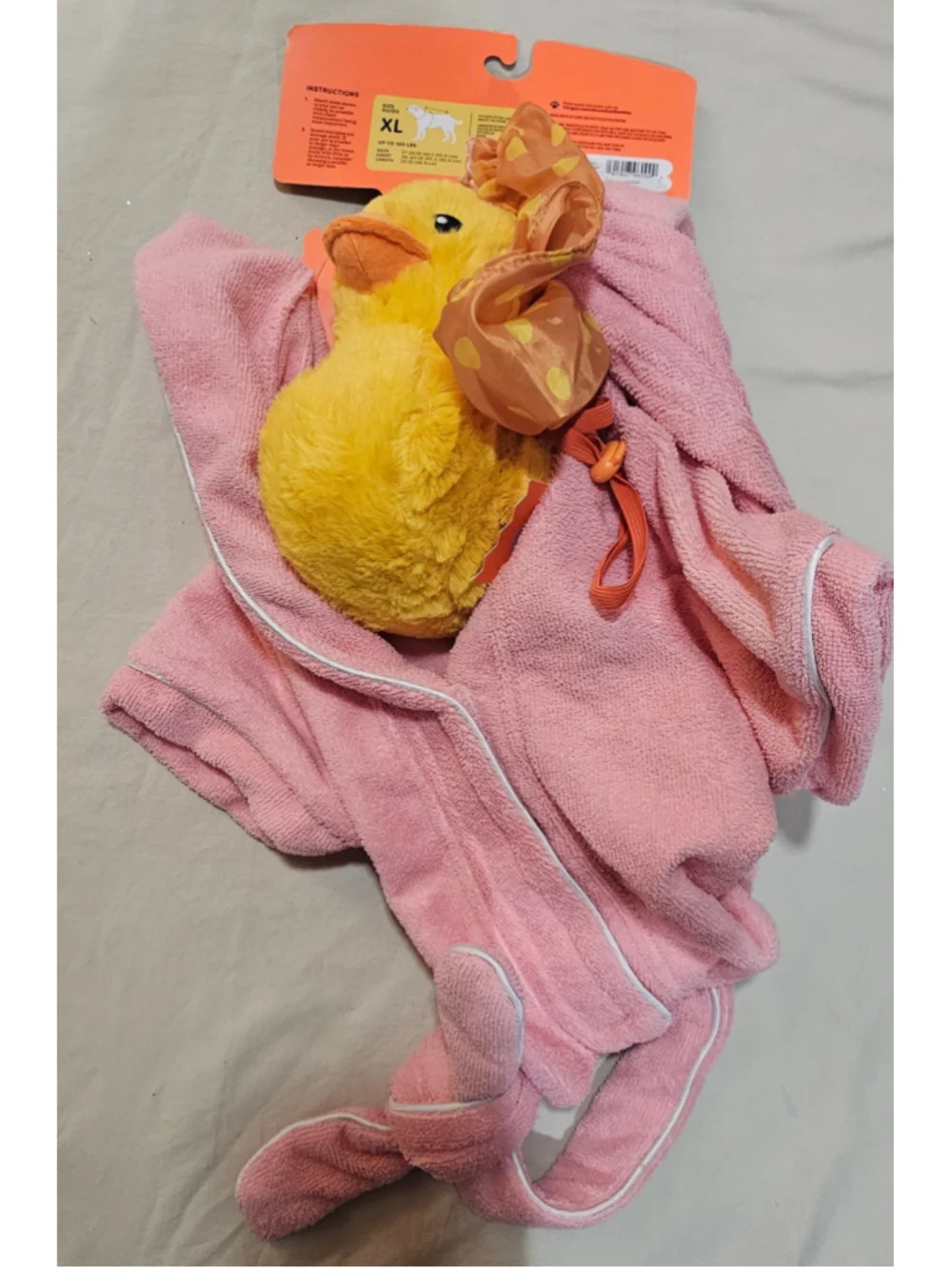 Boots & Barkley Dog Bathrobe Costume XL Pink Yellow